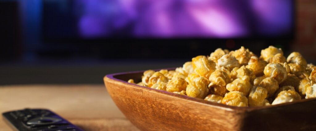 Popcorn with Purple Background